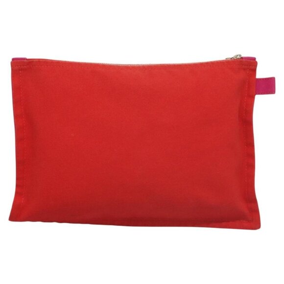 HERMES Bora Bora Pouch MM Pouch Canvas Pink Silver Auth ac3752 - Picture 2 of 16